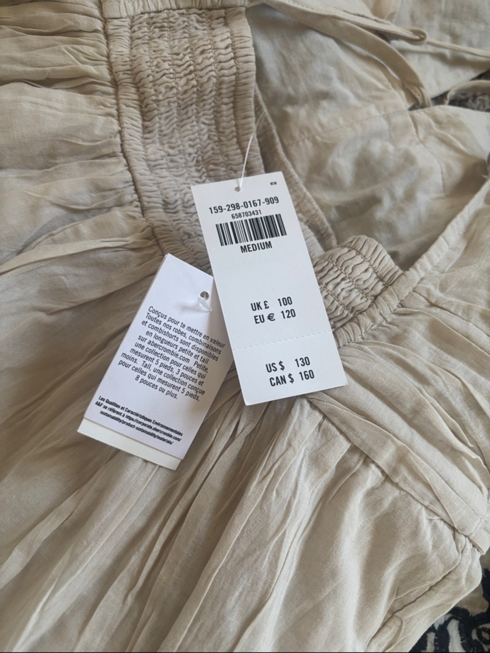 Abercrombie & Fitch Cream tiered Ruffle Maxi Dress- size MEDIUM - Picture 10 of 10